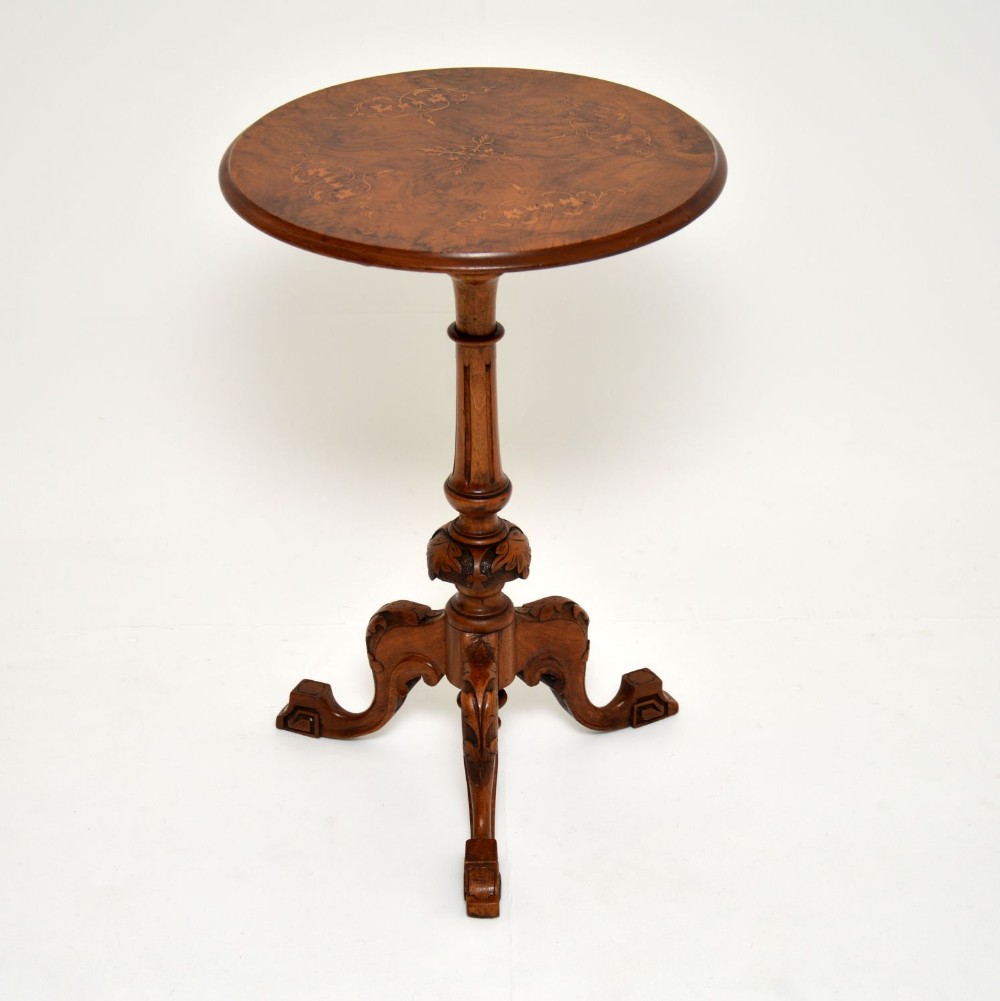 Antique Victorian Inlaid Burr Walnut Side Table