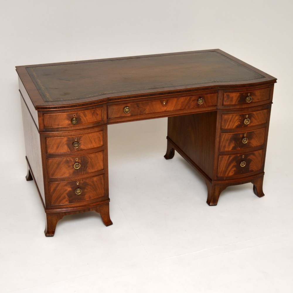 Antique Mahogany Leather Top Pedestal Desk