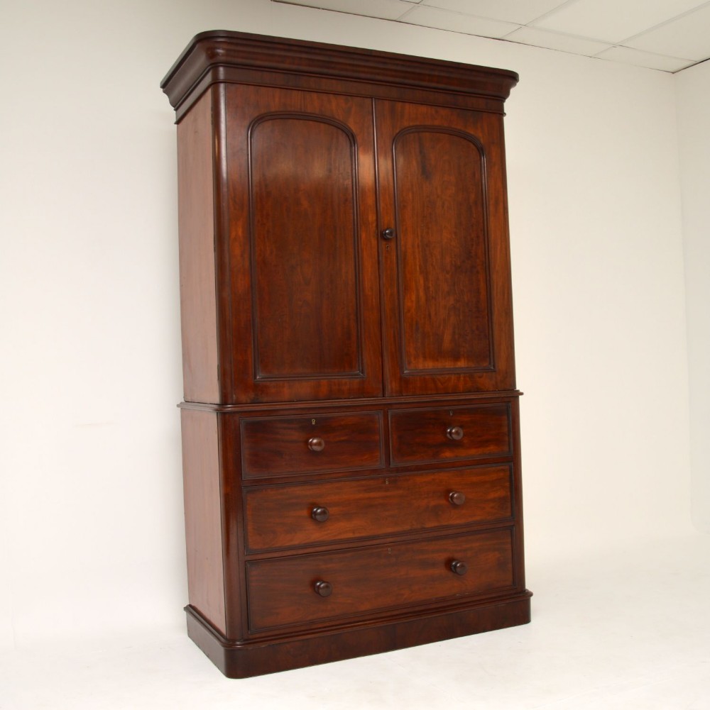 Antique Victorian Mahogany Linen Press

