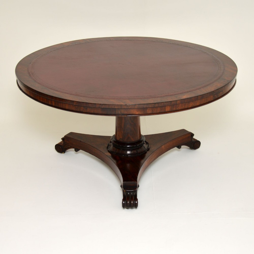 Antique William IV Rosewood Leather Top Drum Table