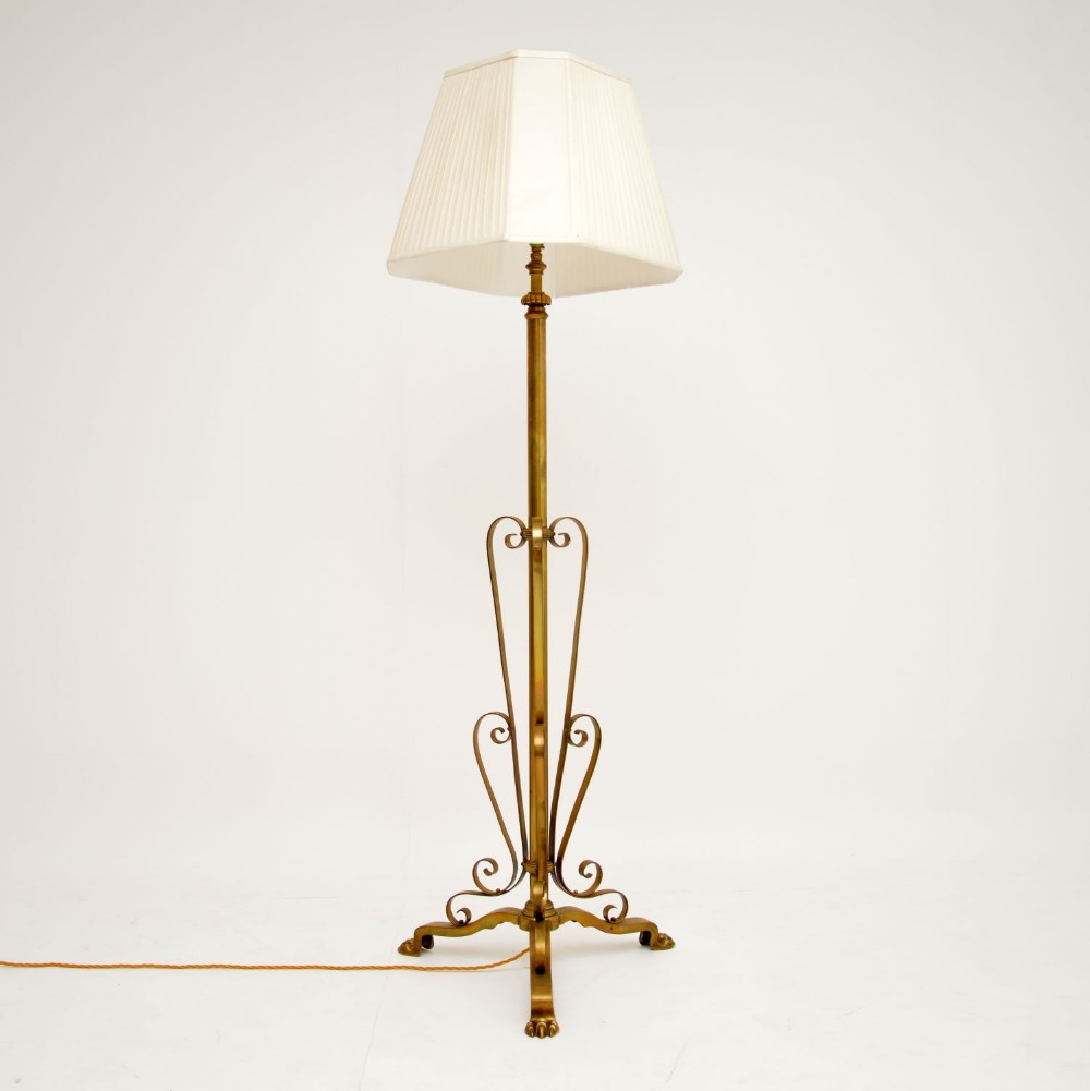 Antique Brass Rise & Fall Floor Lamp Stand
