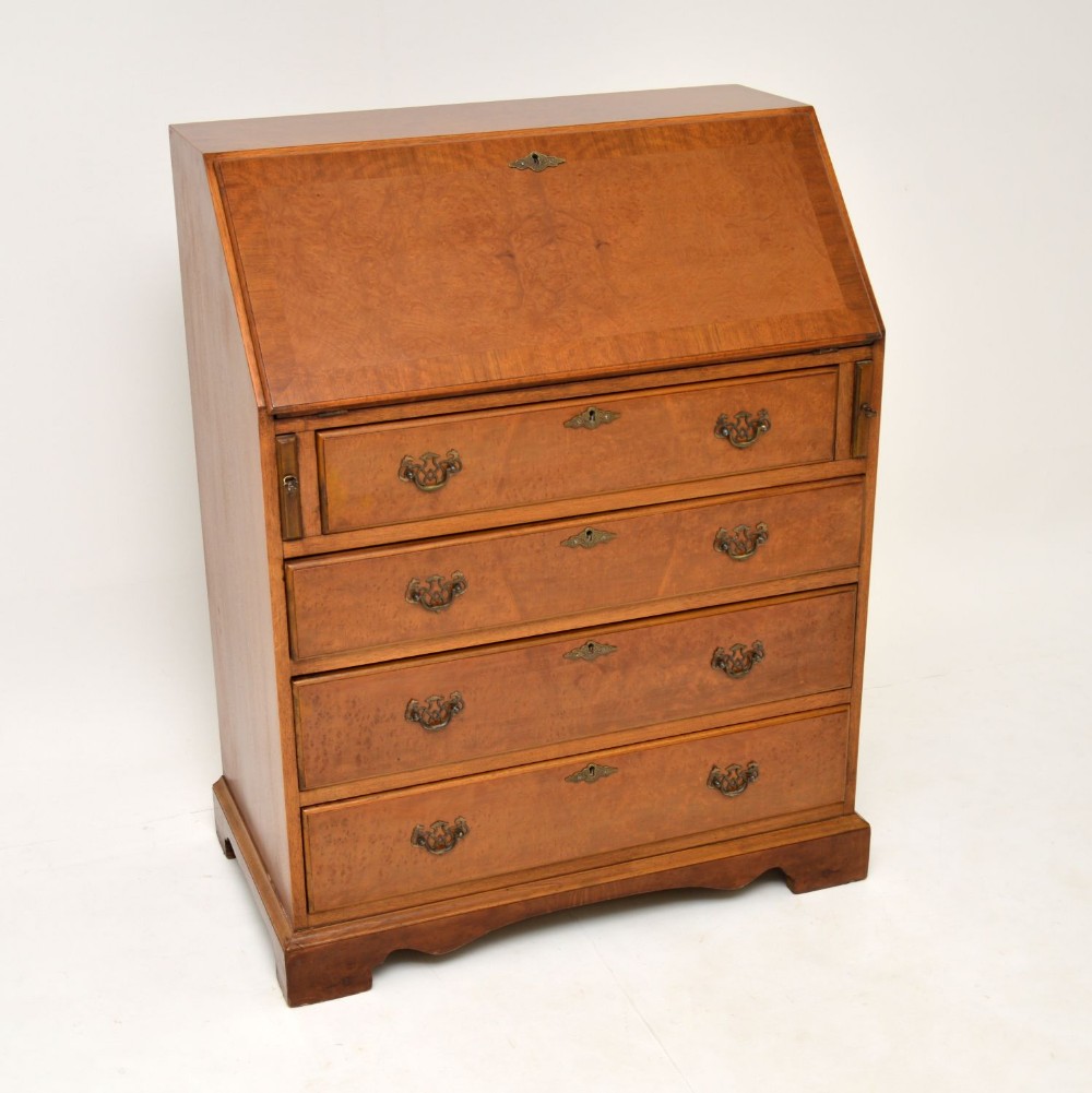 Antique Georgian Style Burr Walnut Writing Bureau