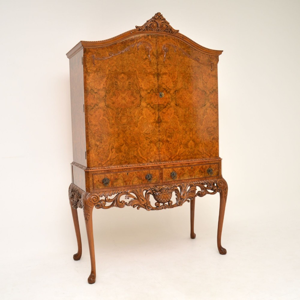 Antique Burr Walnut Cocktail Drinks Cabinet