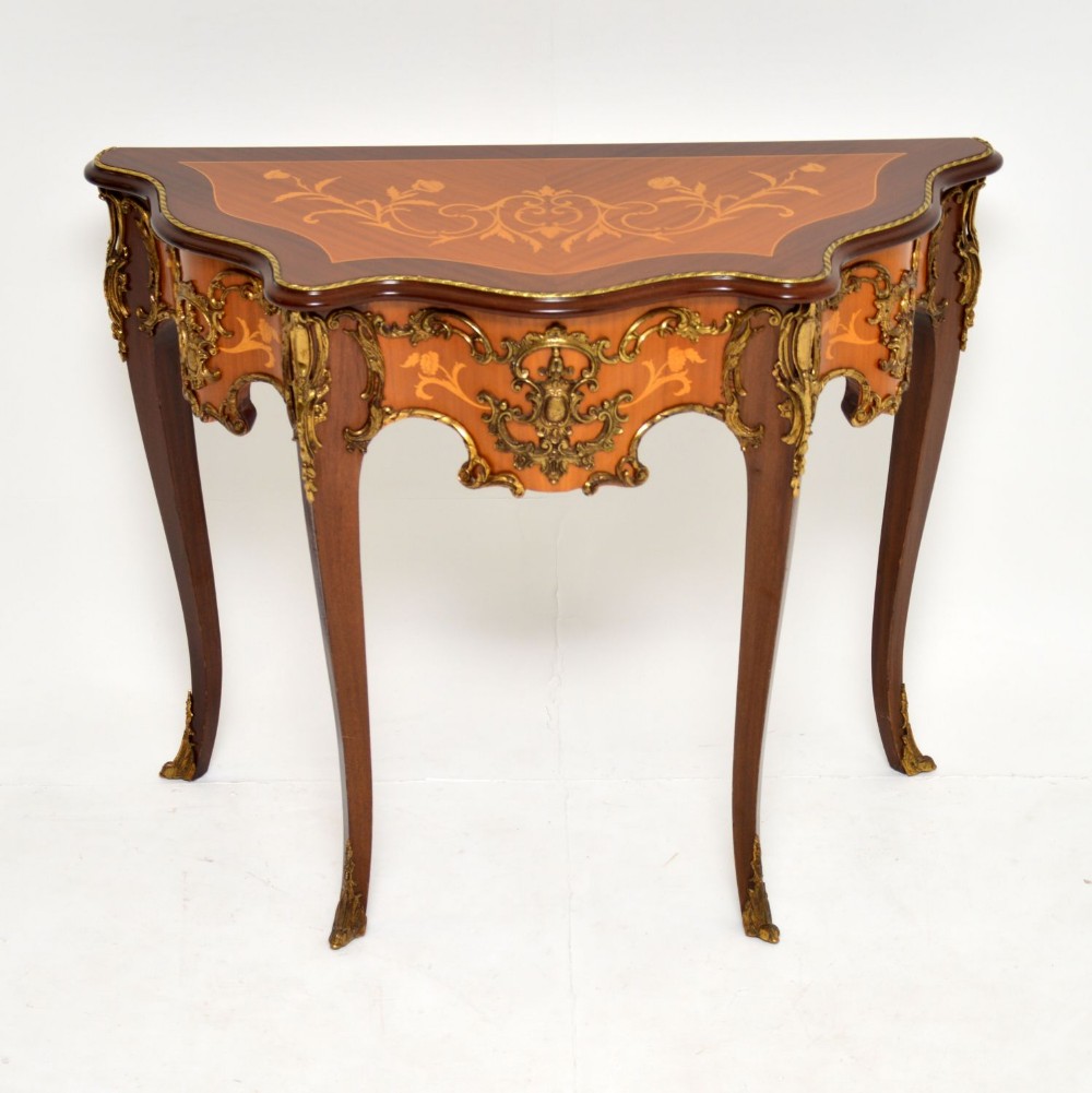 Antique French Ormolu Mounted Inlaid Console Table