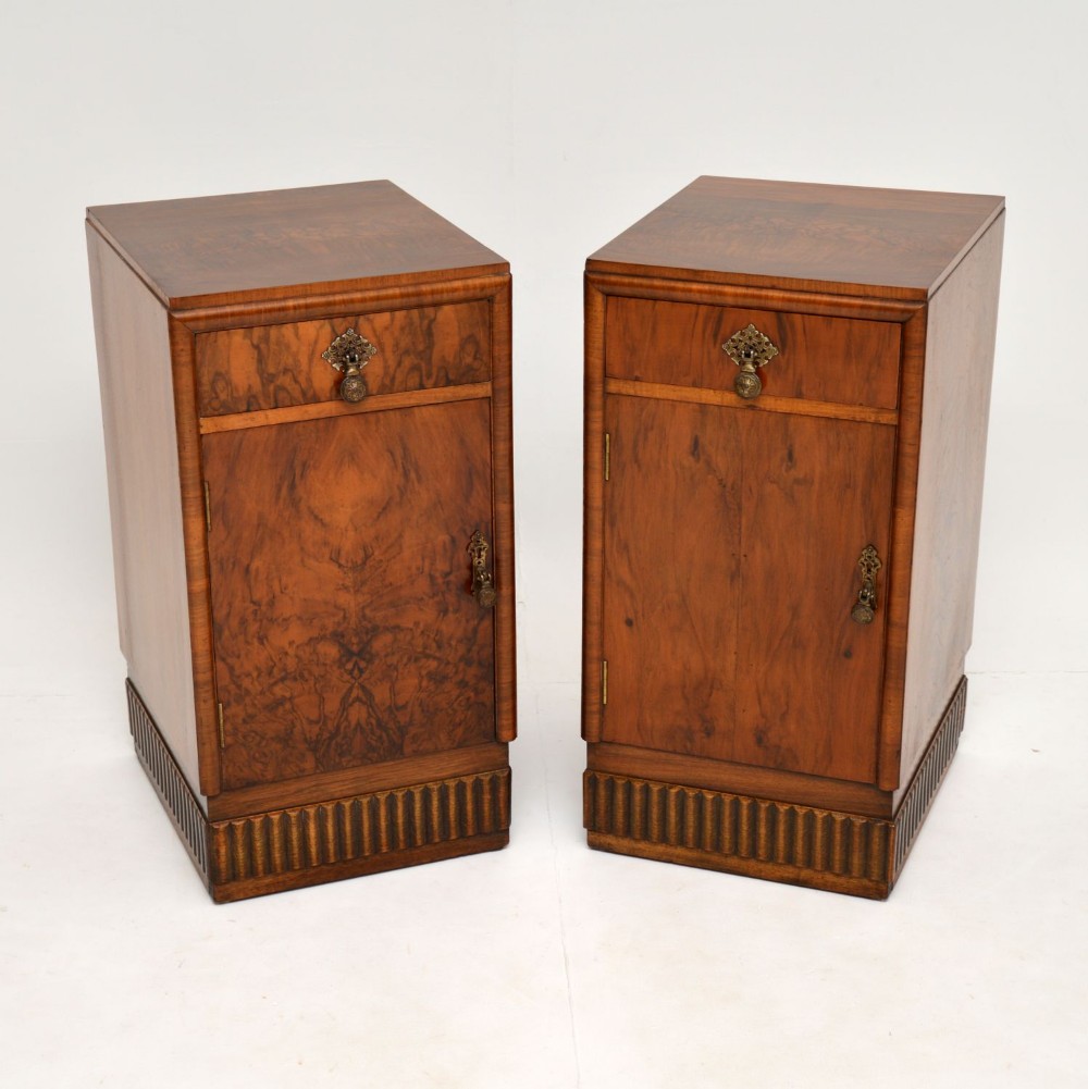 Pair of Art Deco Burr Walnut Bedside Cabinets