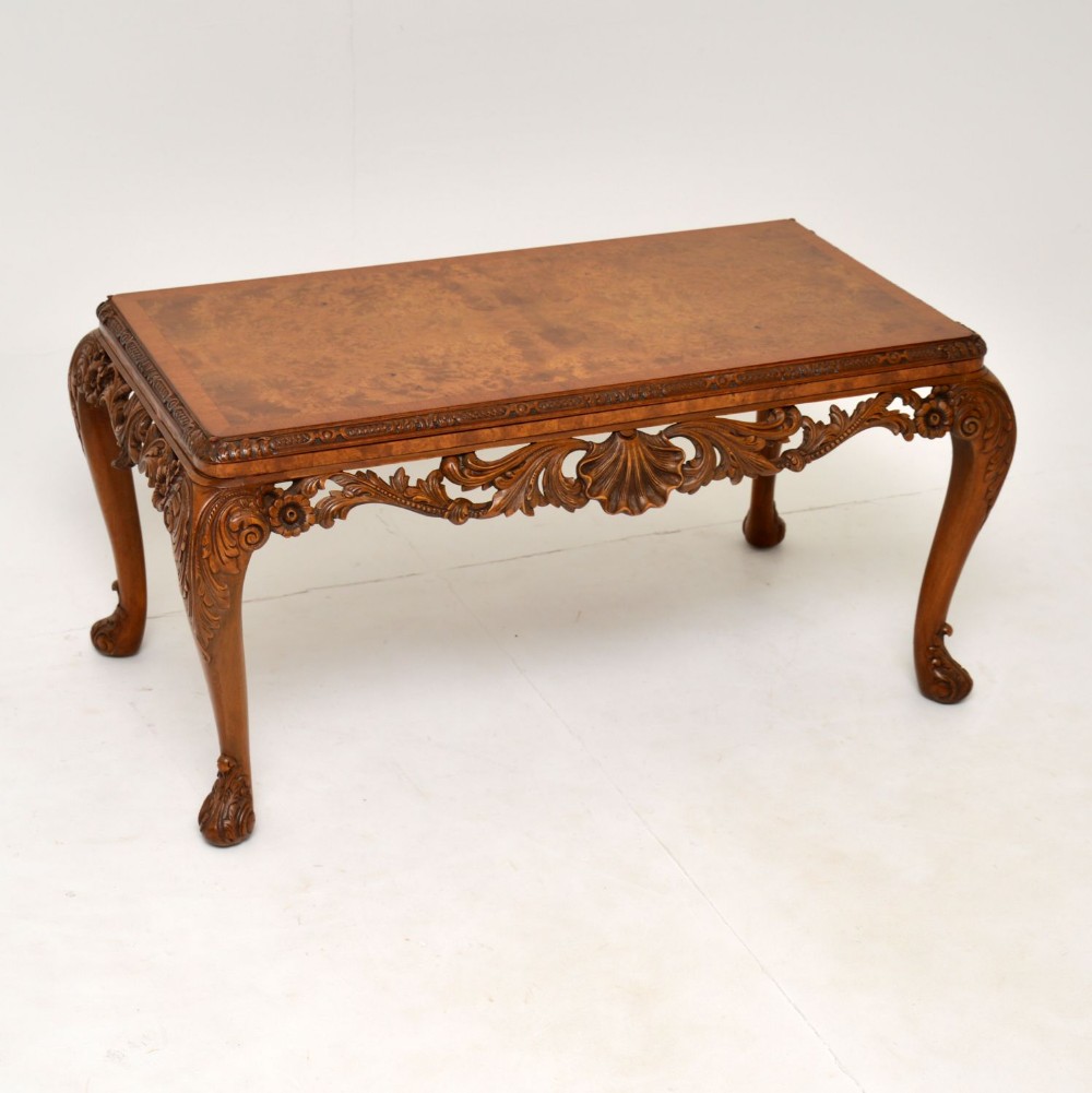 Antique Burr Walnut Queen Anne Style Coffee Table