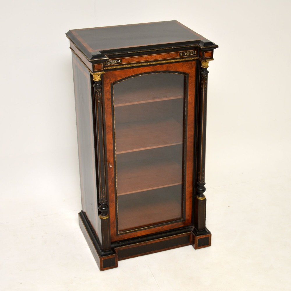 Antique Victorian Burr Walnut & Ebonised Cabinet