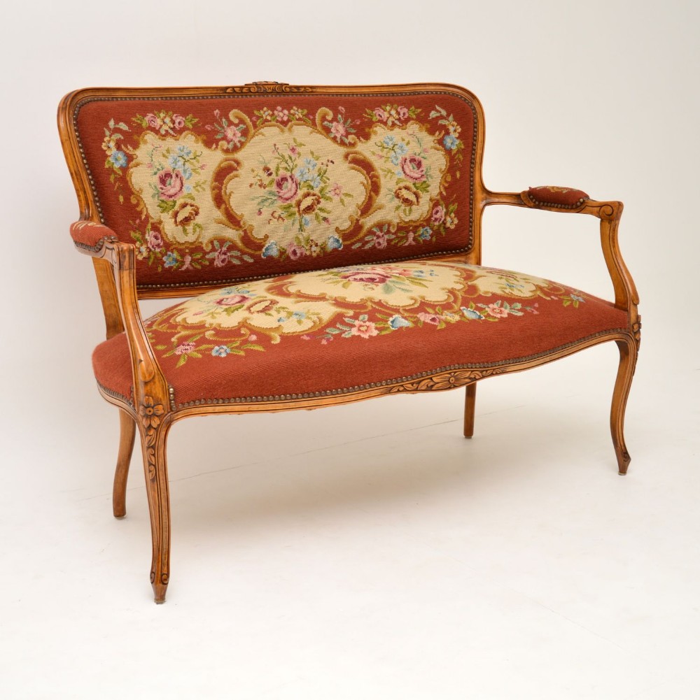 Antique French Needlepoint Salon Two Seater Sofa