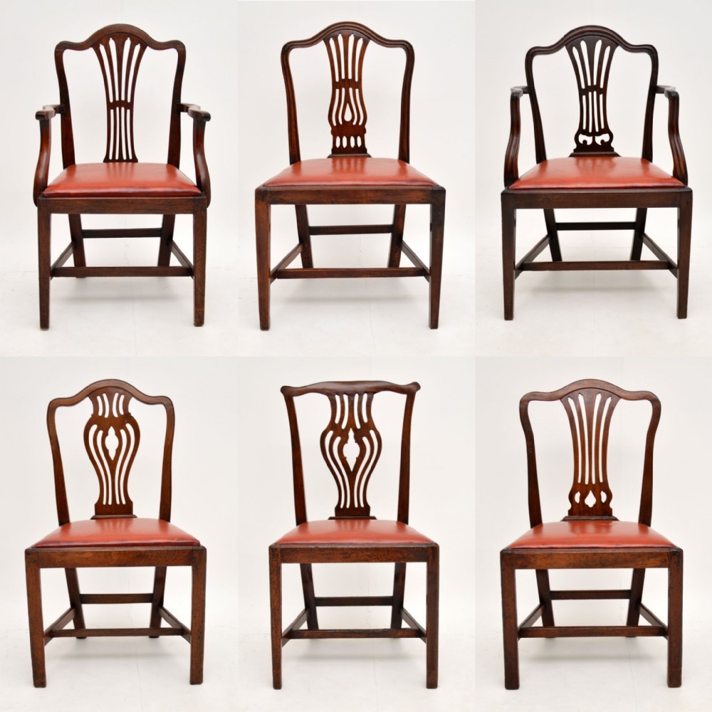 Harlequin Set of 6 Antique Georgian Mahogany Dining Chairs