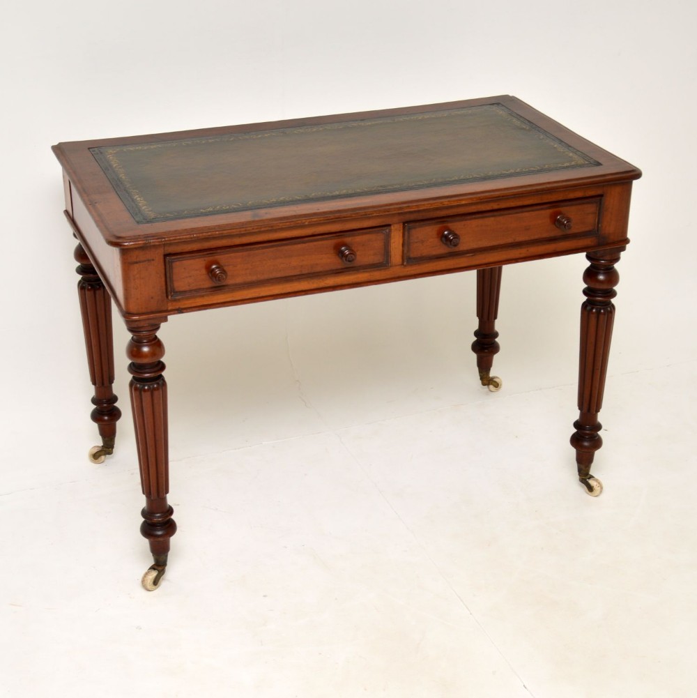 Antique Victorian Mahogany Leather Top Writing Table 
