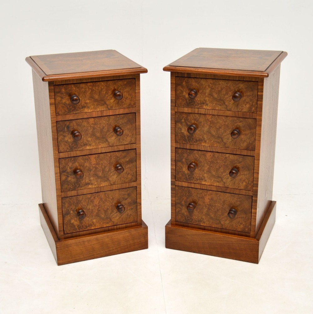 Pair of Antique Victorian Burr Walnut Bedside Chests

