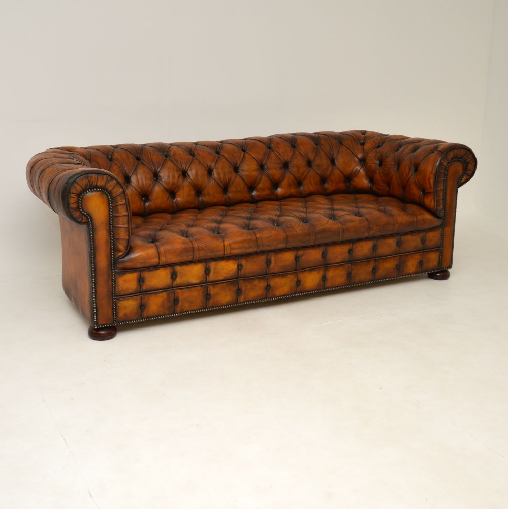 Antique Deep Buttoned Leather Chesterfield Sofa
