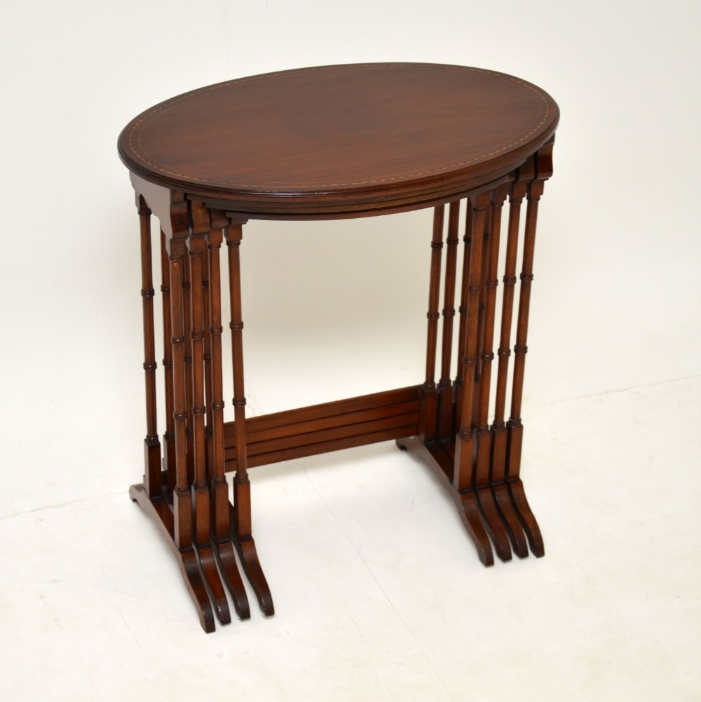 Antique Edwardian Inlaid Mahogany Nest of 4 Tables
