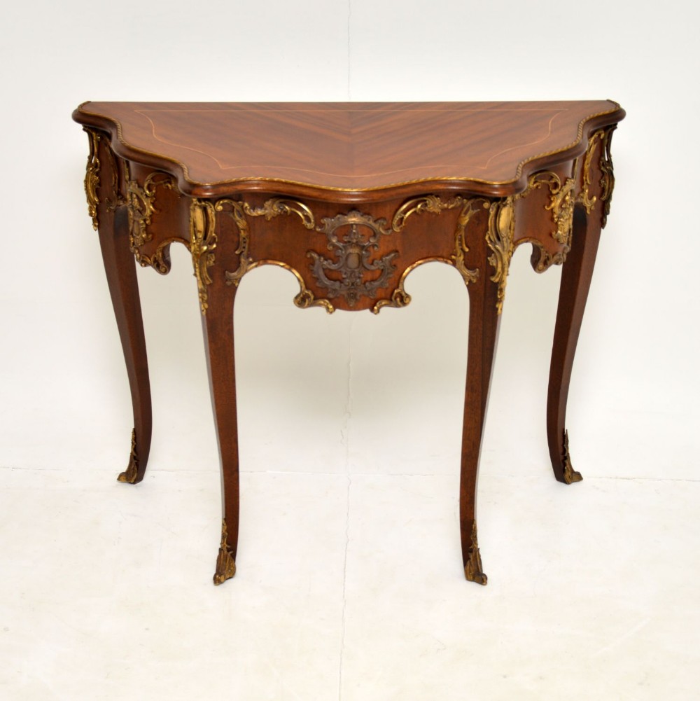 Antique French Inlaid Ormolu Mounted Console Table
