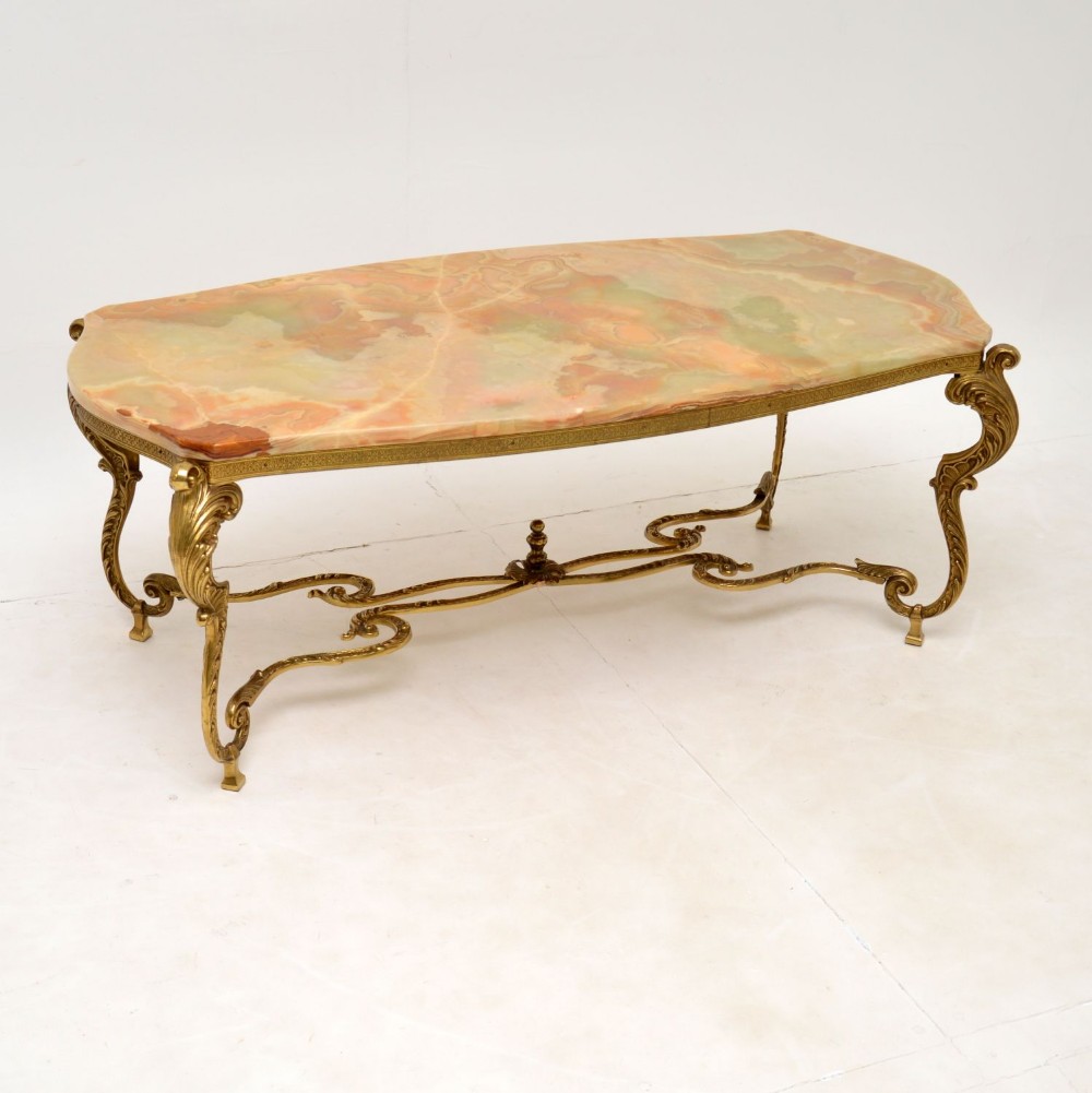 Antique French Onyx & Brass Coffee Table
