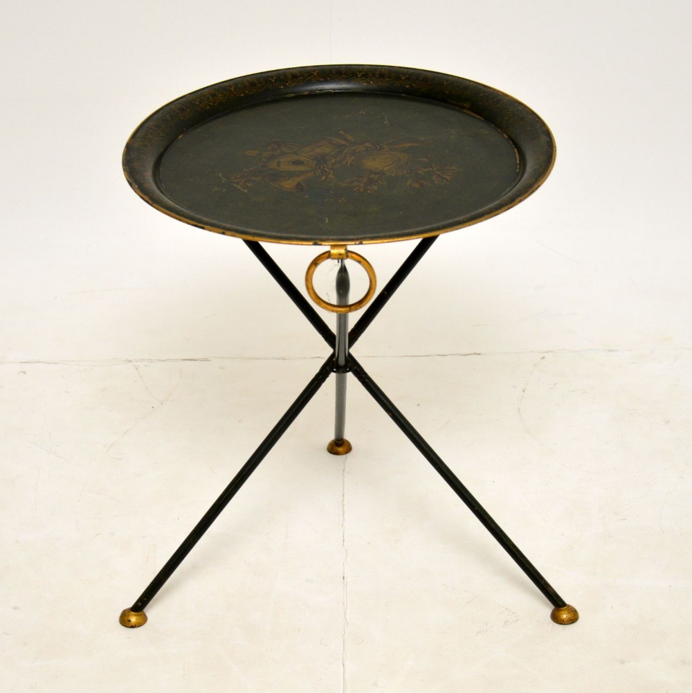 Antique Folding Tole Side Table