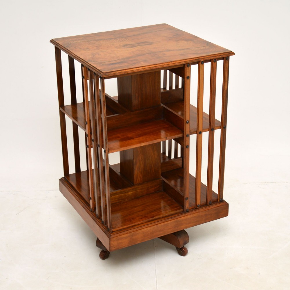 Antique Victorian Walnut Revolving Bookcase
