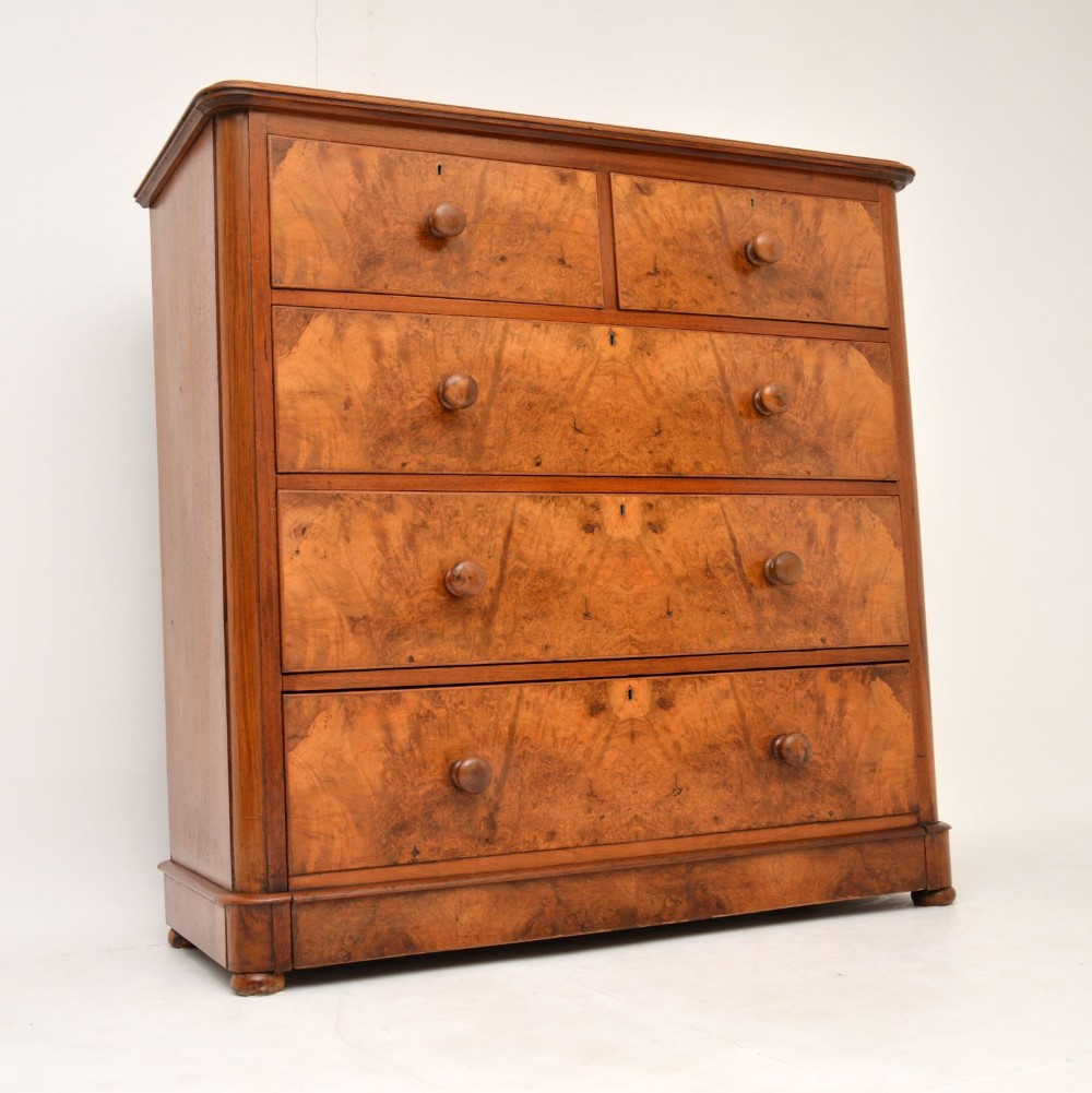 Antique Victorian Burr Walnut Chest of Drawers