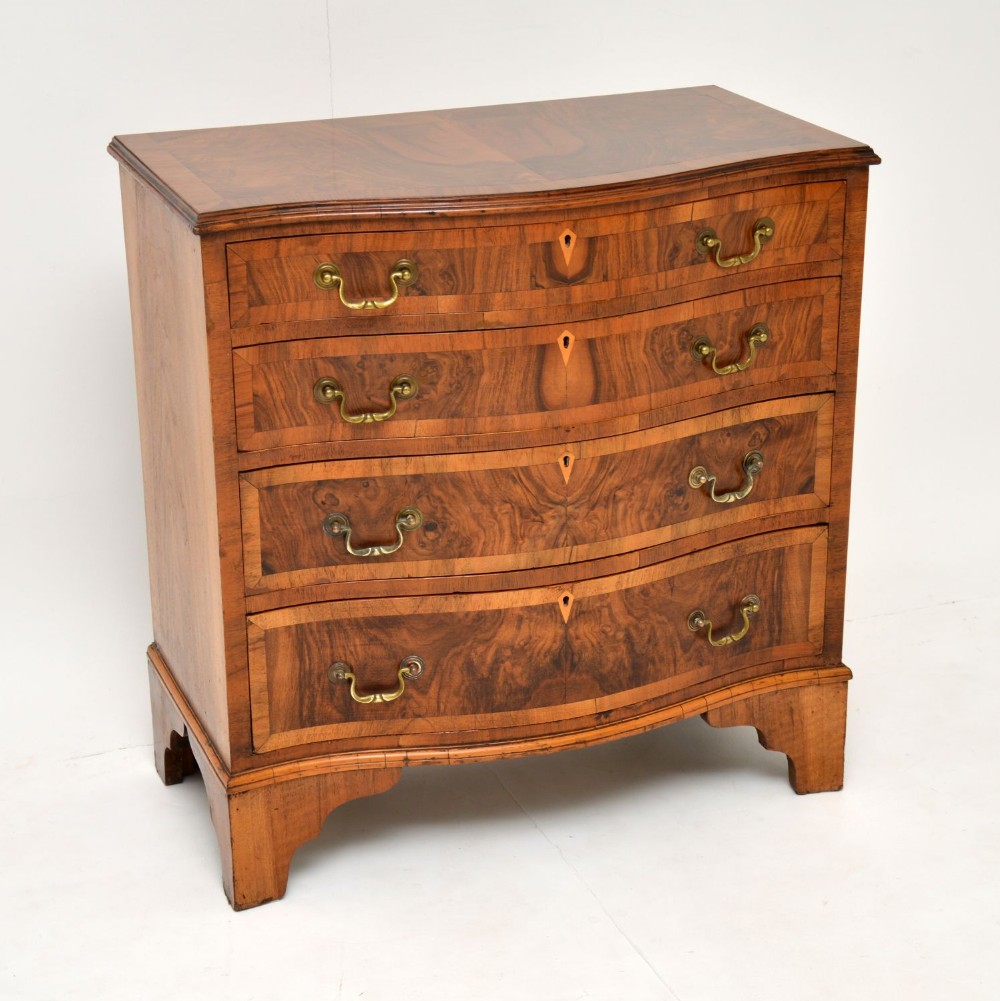 Antique Figured Walnut Serpentine Chest of Drawers

