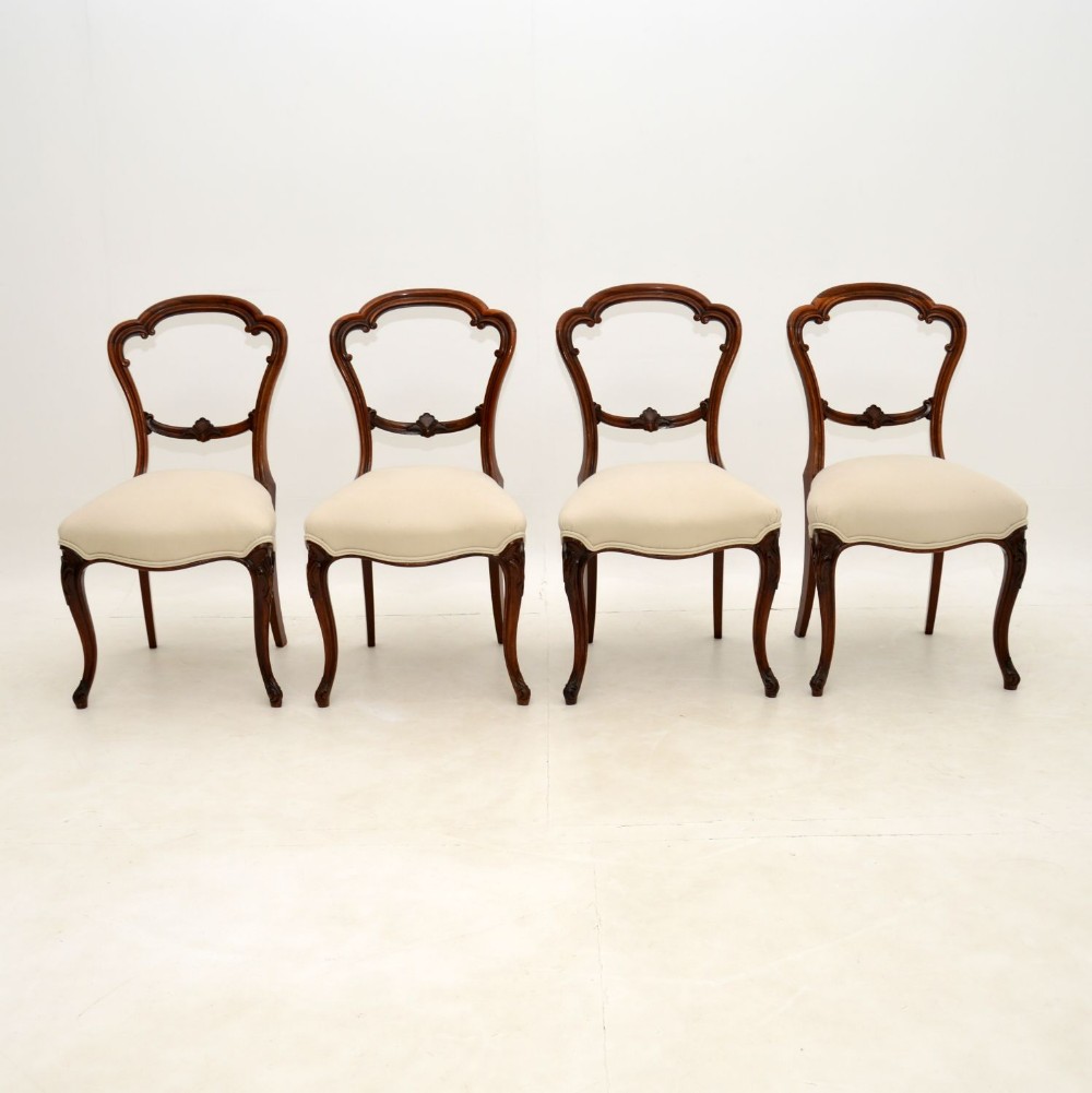 Set of 4 Antique Victorian Rosewood Balloon Back Dining Chairs
