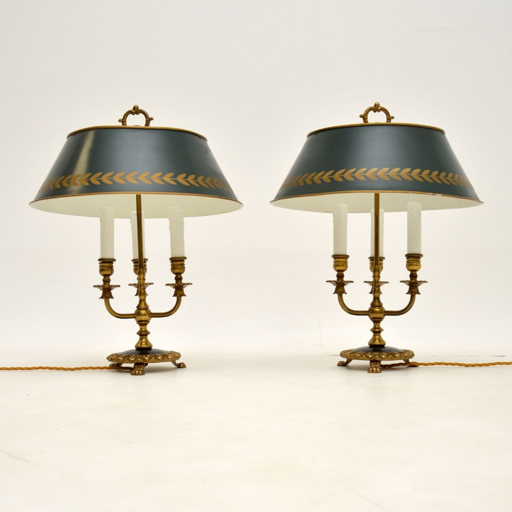 
Pair of Antique French Brass & Tole Table Lamps