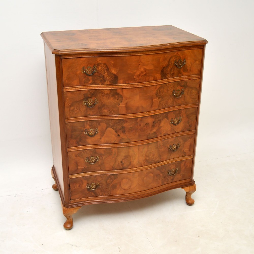 Antique Burr Walnut Serpentine Chest of Drawers