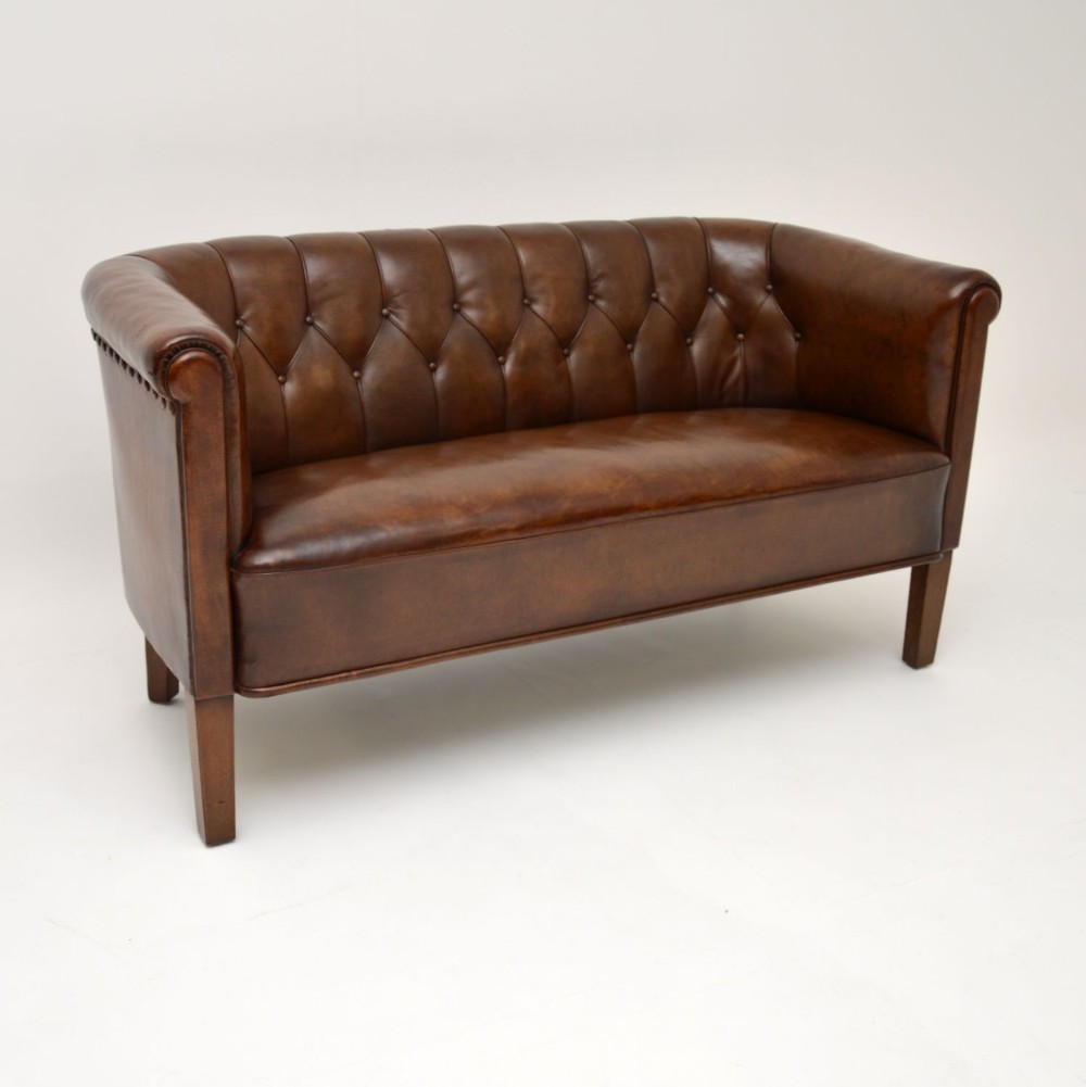 Antique Swedish Leather Sofa