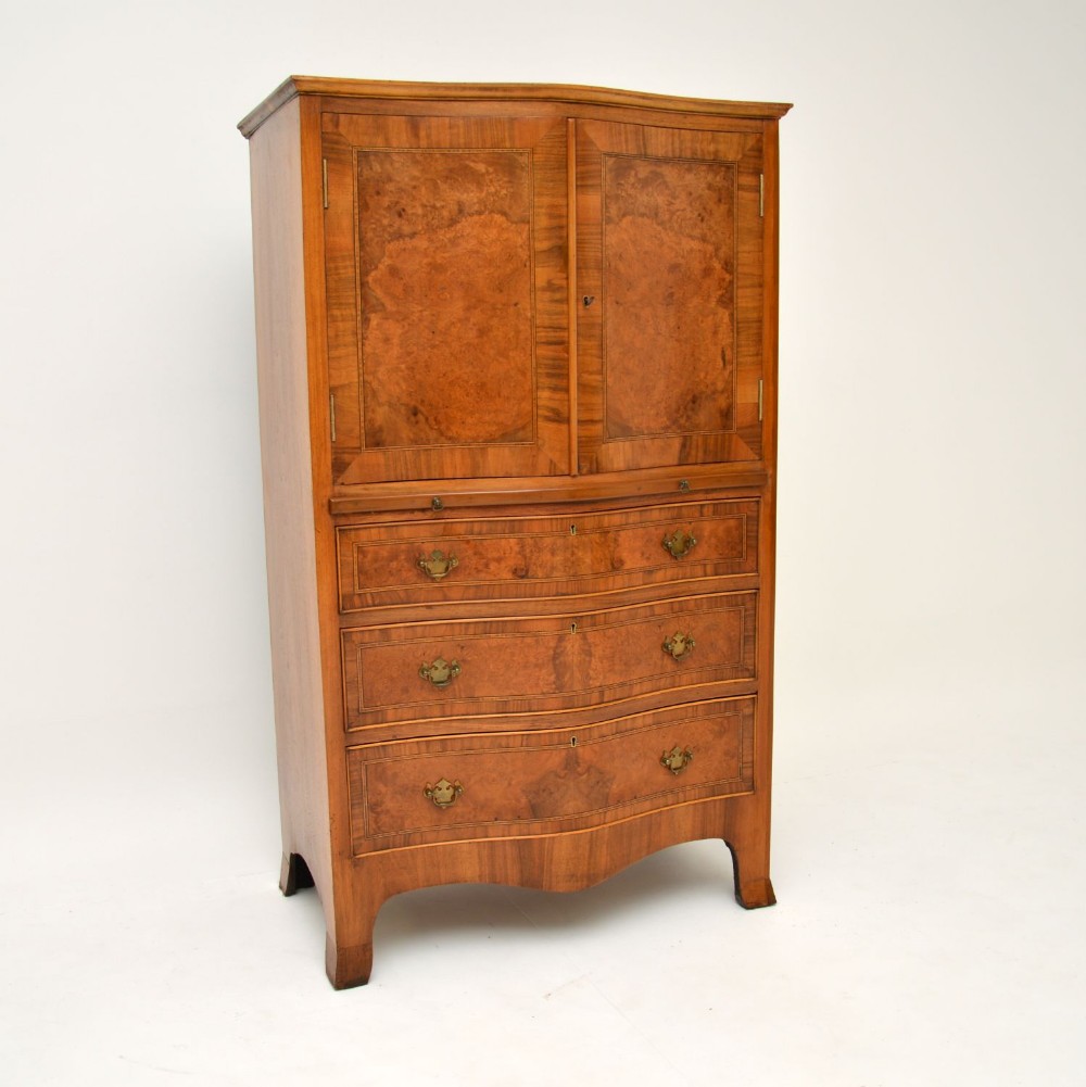 Antique Burr Walnut Cabinet on Chest
