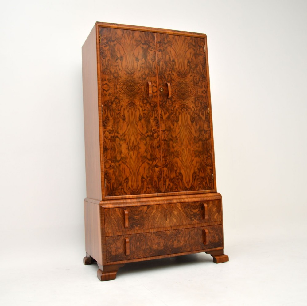1930’s Art Deco Burr Walnut Tallboy Wardrobe