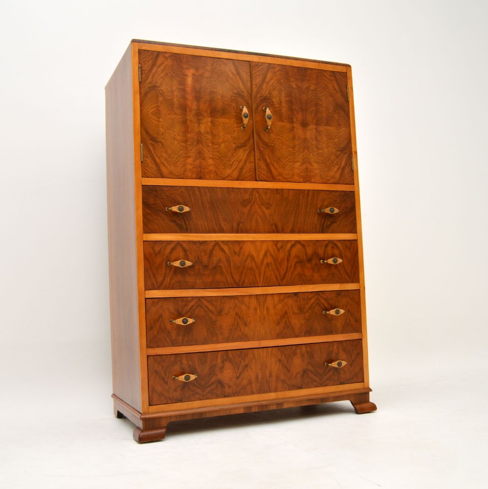 Art Deco Figured Walnut Cabinet on Chest