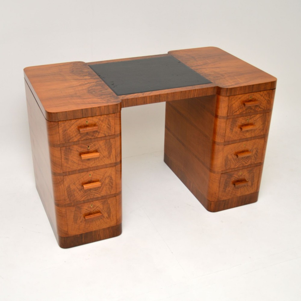 Art Deco Figured Walnut Partners Desk by Maple & Co