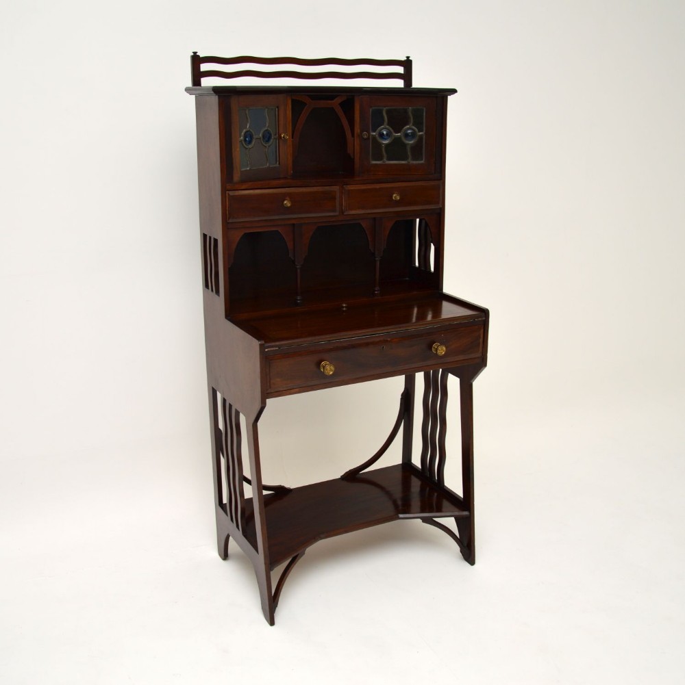 Antique Edwardian Arts & Crafts Mahogany Writing Bureau

