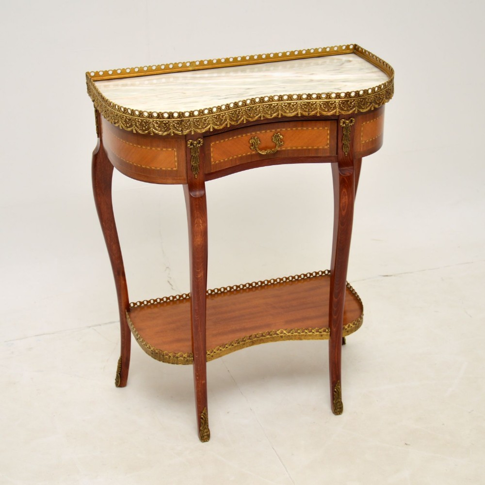 Antique French Marble Top Kidney Side Table
