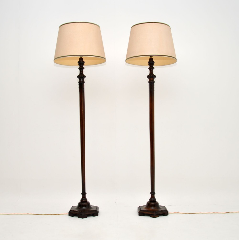 Pair of Antique Mahogany Floor Lamps