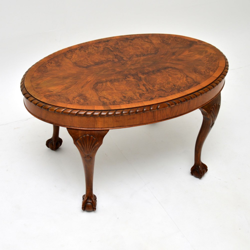 Antique Burr Walnut Oval Coffee Table