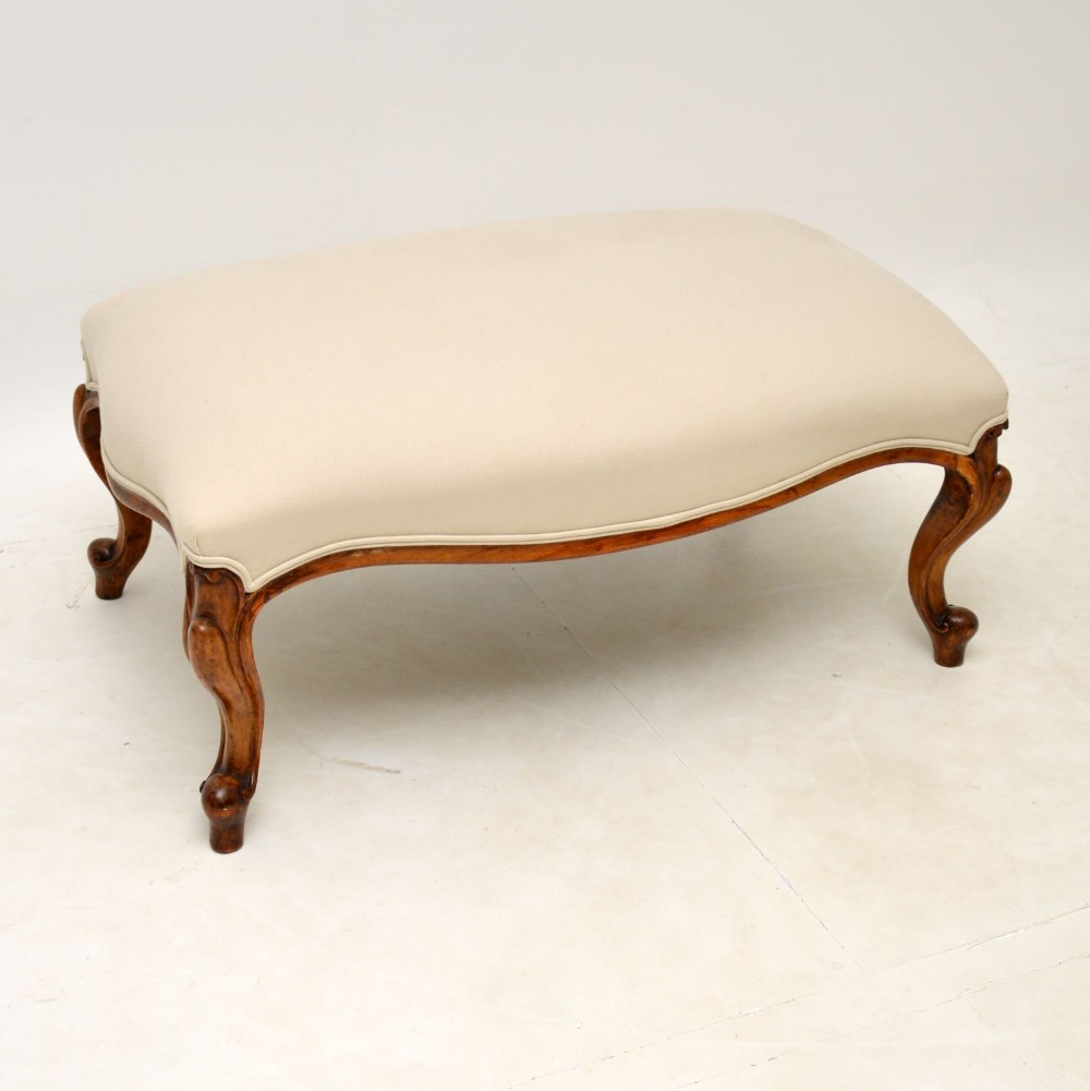 Large Antique Victorian Solid Walnut Stool
