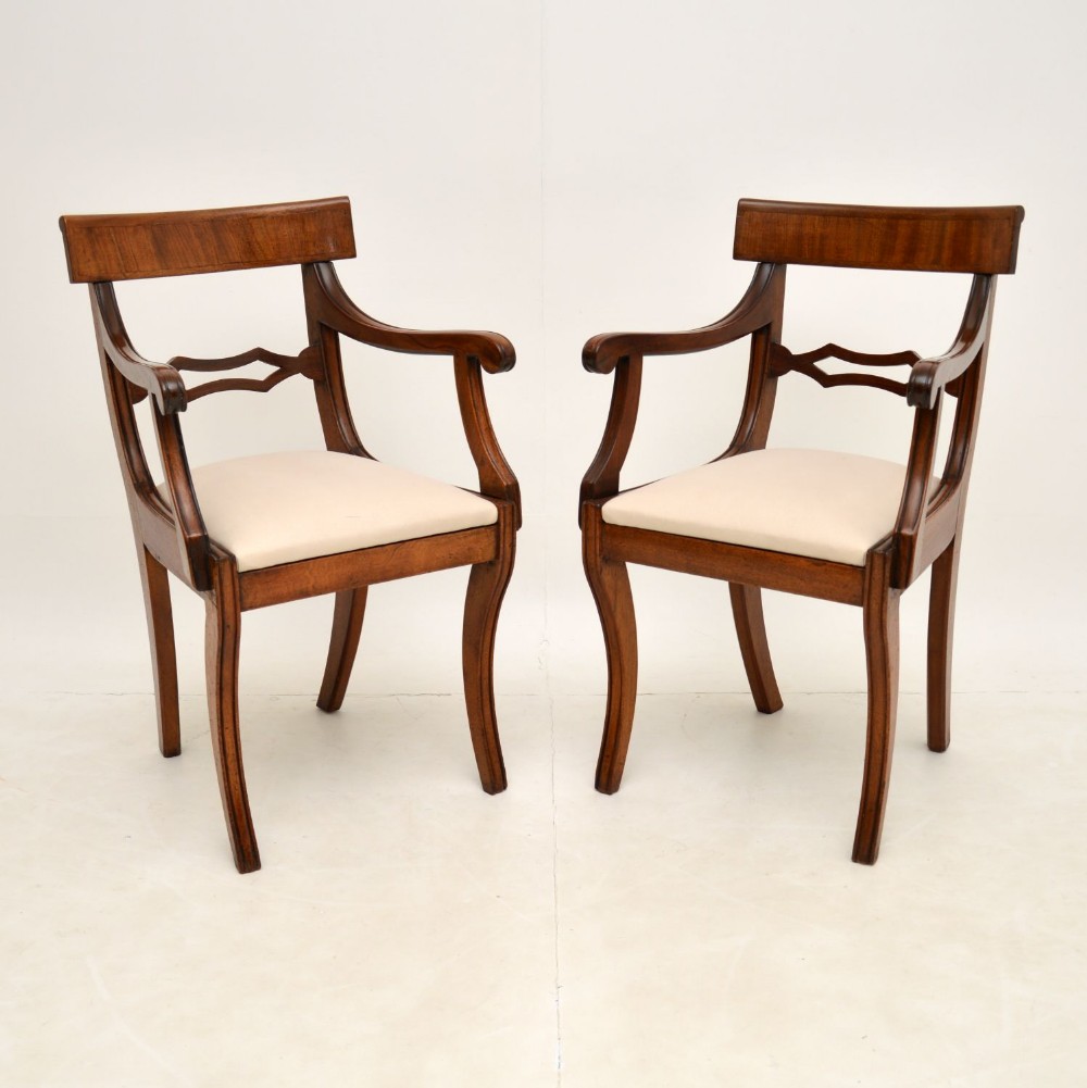Pair of Antique Regency Period Mahogany Carver Armchairs
