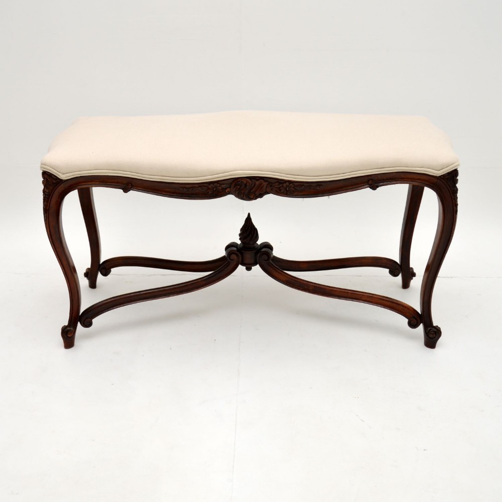 Antique French Carved Walnut Stool