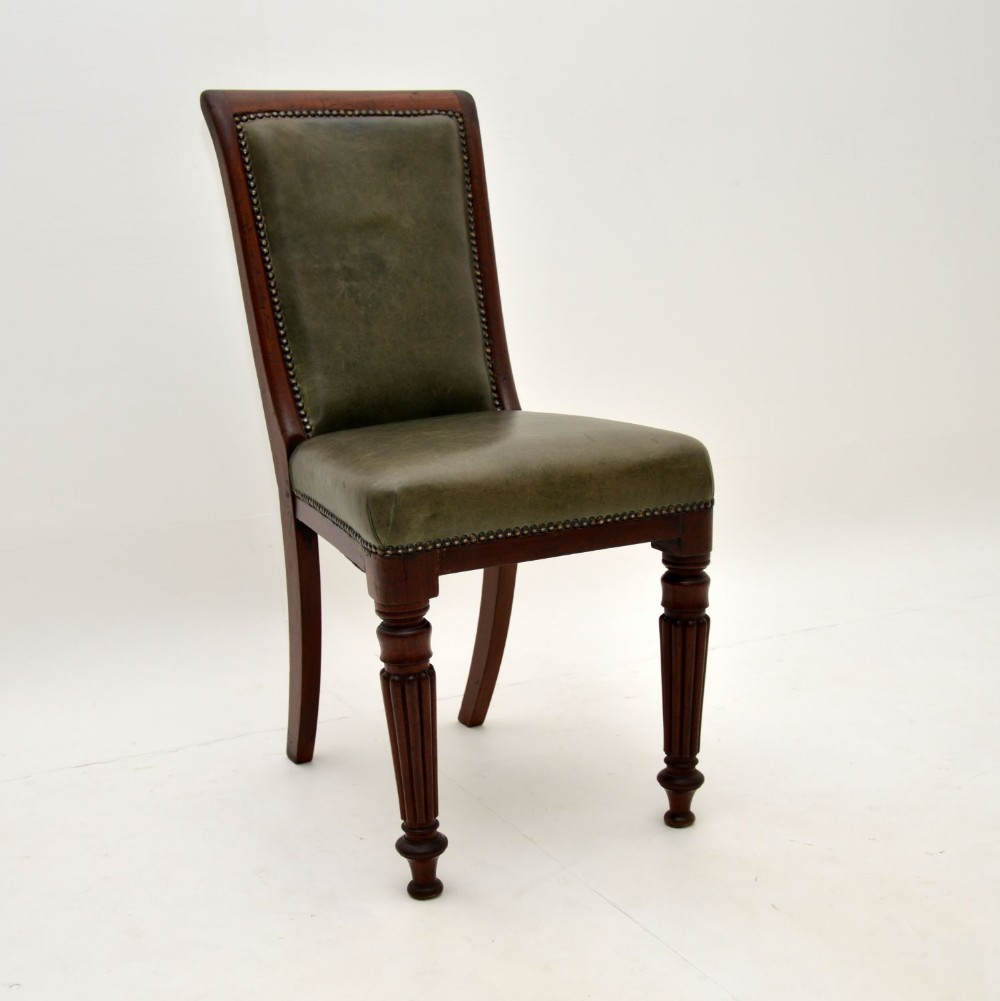 Antique Victorian Solid Mahogany & Leather Desk Chair