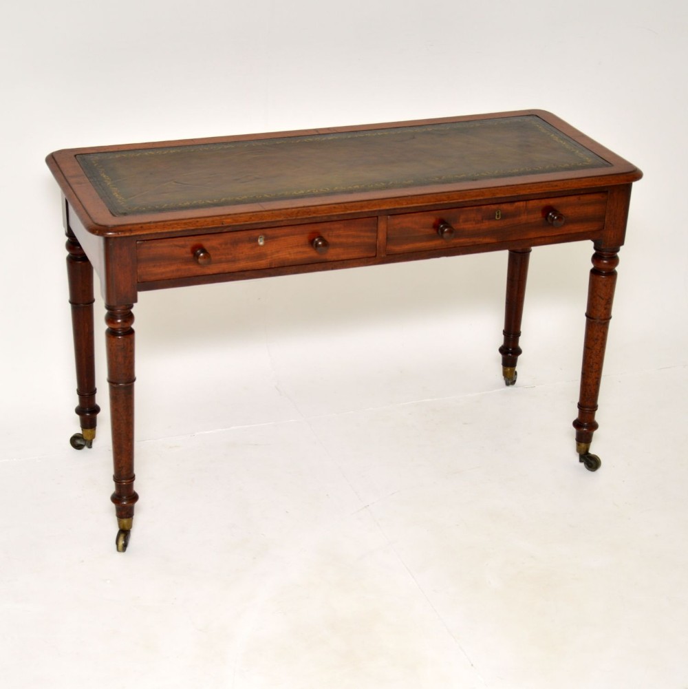 Antique Victorian Mahogany Leather Top Writing Table
