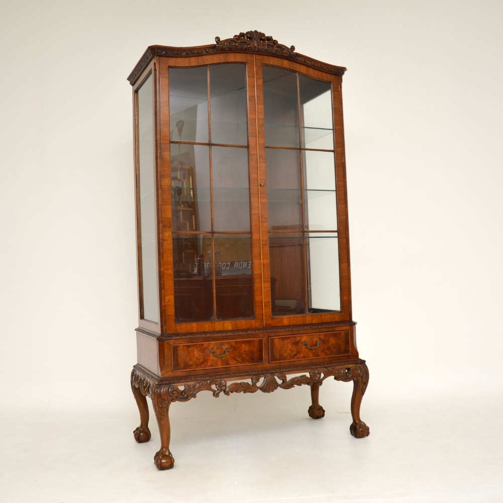 Antique Burr Walnut Display Cabinet
