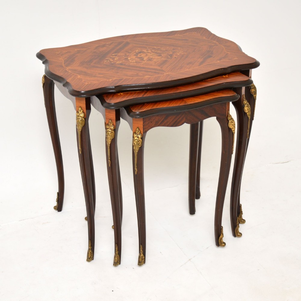 Antique French Inlaid Rosewood Nest of 3 Tables