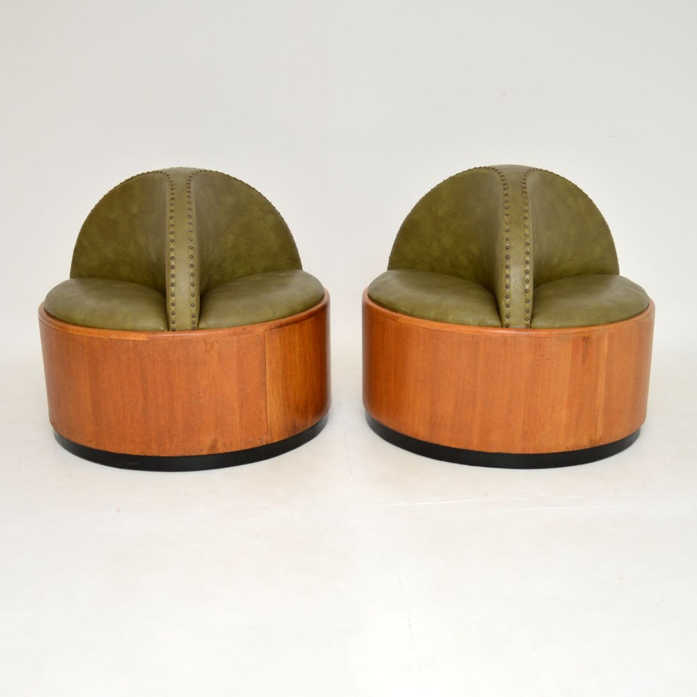 Pair of Original Art Deco Period Oak Conversation Seats
