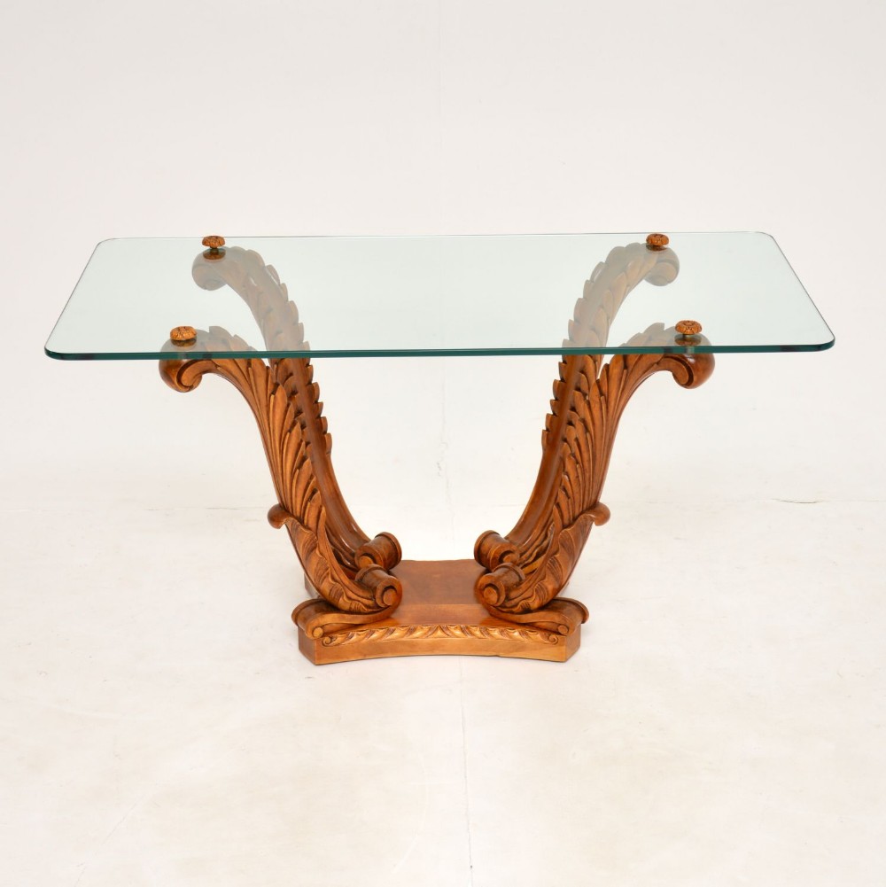 Antique Carved Satin Wood Coffee Table by Hille