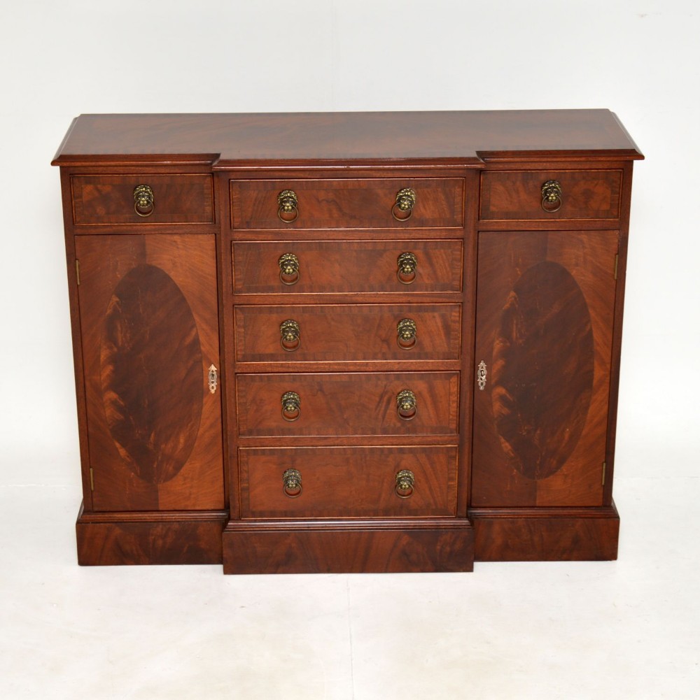 Antique Georgian Style Mahogany Breakfront Sideboard