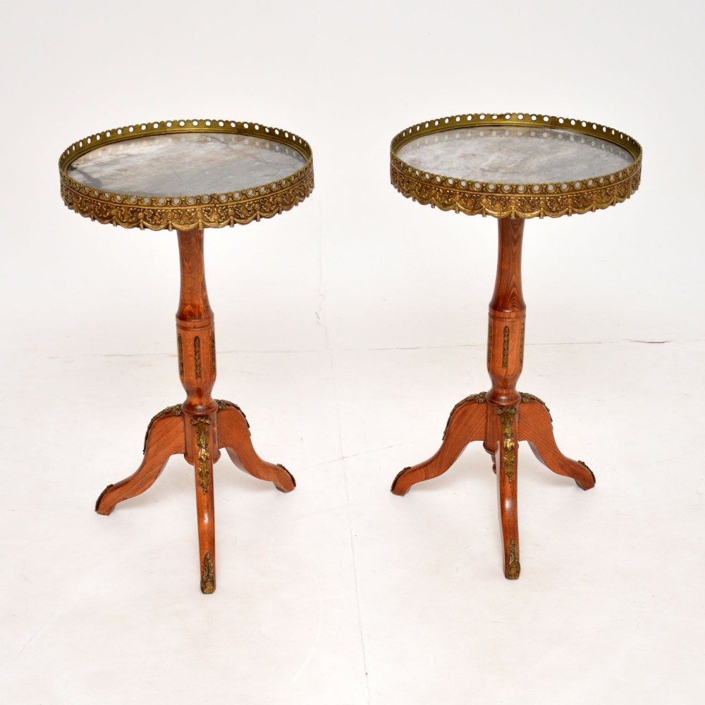 Pair of Antique French Marble Top Wine Tables