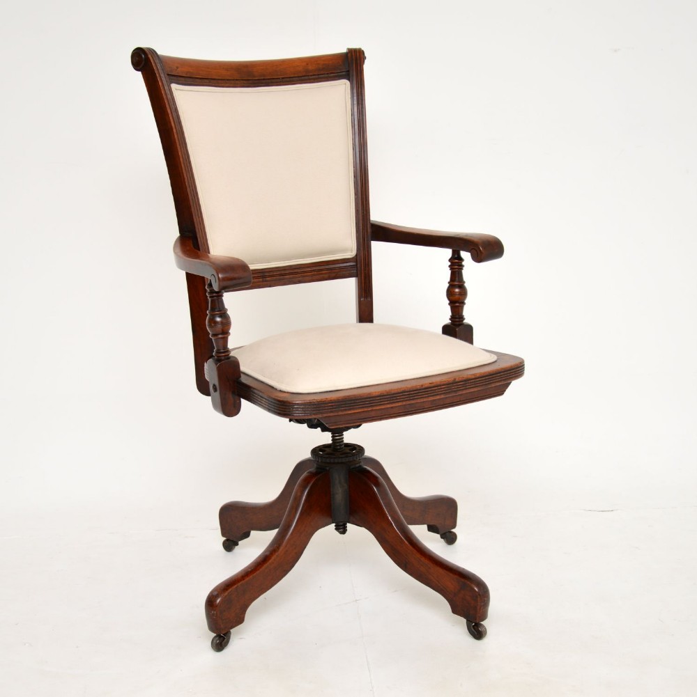 Antique Victorian Mahogany Swivel Desk Chair