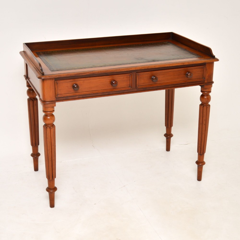 Antique Victorian Mahogany Leather Top Writing Table