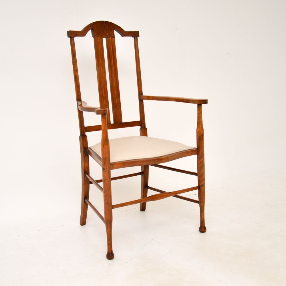 Antique Edwardian Inlaid Mahogany Armchair