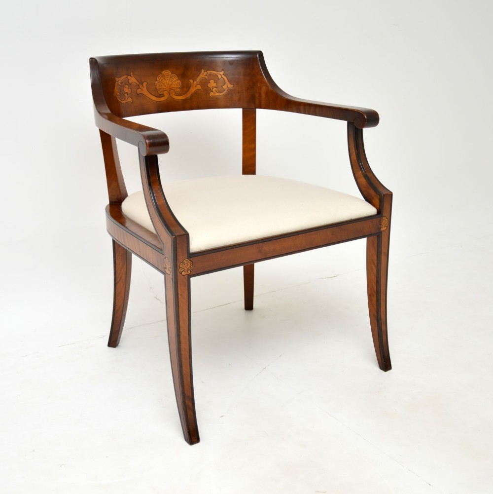 Antique Swedish Satin Birch Desk Chair / Armchair